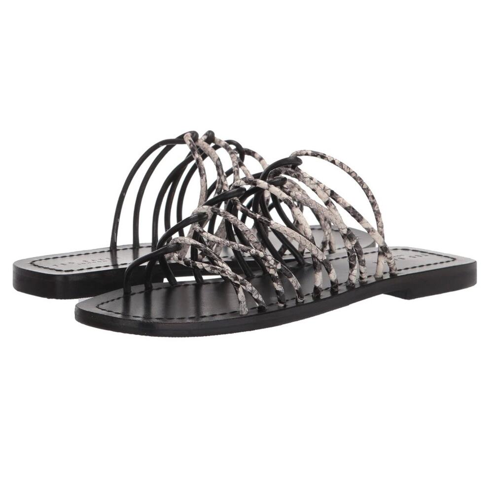 Ted Baker London Teppo Black and Snake Strappy Slide Sandals Women’s Size 10